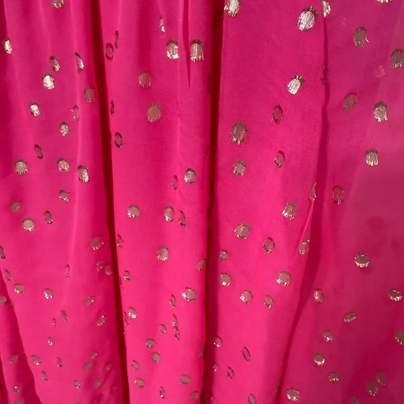 Lilly Pulitzer Hot Pink Metallic Dot Ruffle Top - Picture 5 of 5